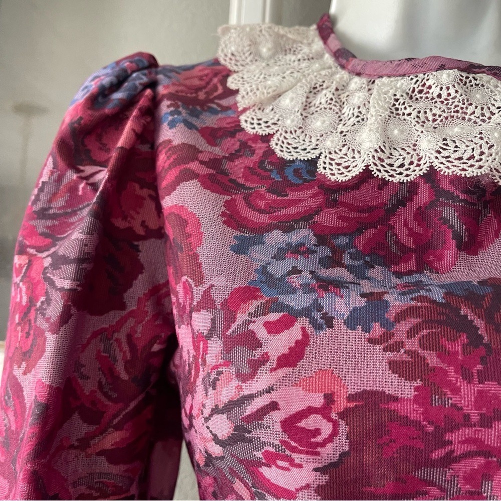 Saks Fifth Avenue Vintage Sabrina Floral Long Sleeve Dress - Picture 5 of 10